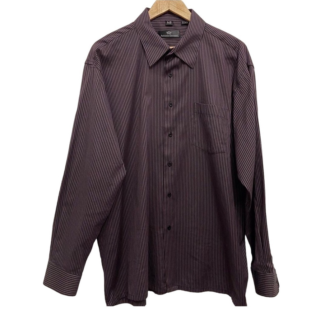 ANTONIO Germani button down shirt dark purple classic lined XL 17 or 17 1/2
